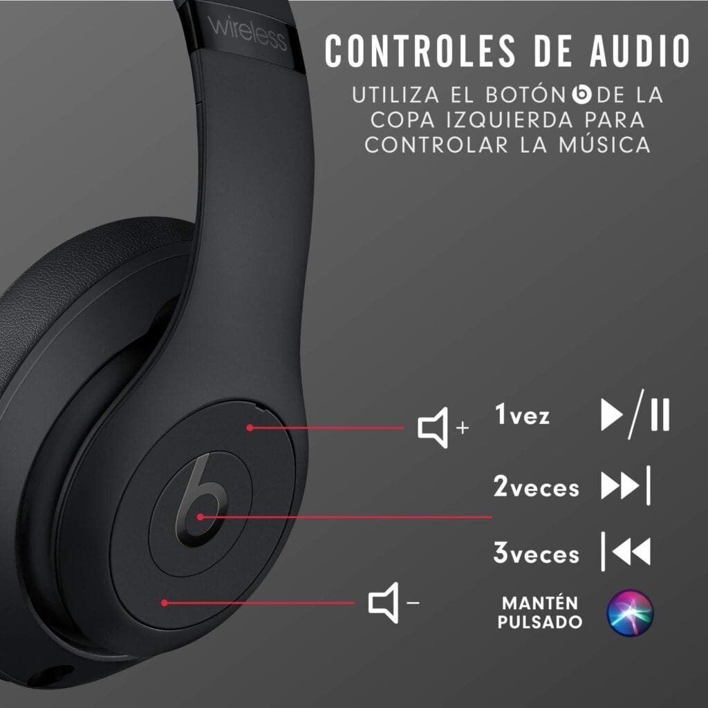 beats Studio3 Wireless con cancelación de Ruido - Auriculares supraaurales - Chip Apple W1, Bluetooth de Clase 1, 22 Horas de Sonido ininterrumpido